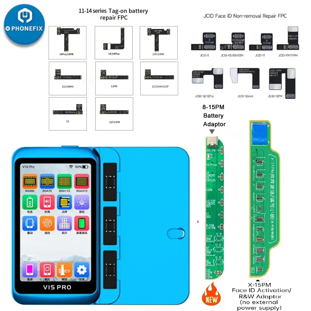 Jc V1V Pro Programmatore Batteria Face ID Cavo flessibile Riparazione JC FPC non rimozione per iPhone X-15 Batteria a matrice di punti Nessuna saldatura fissa