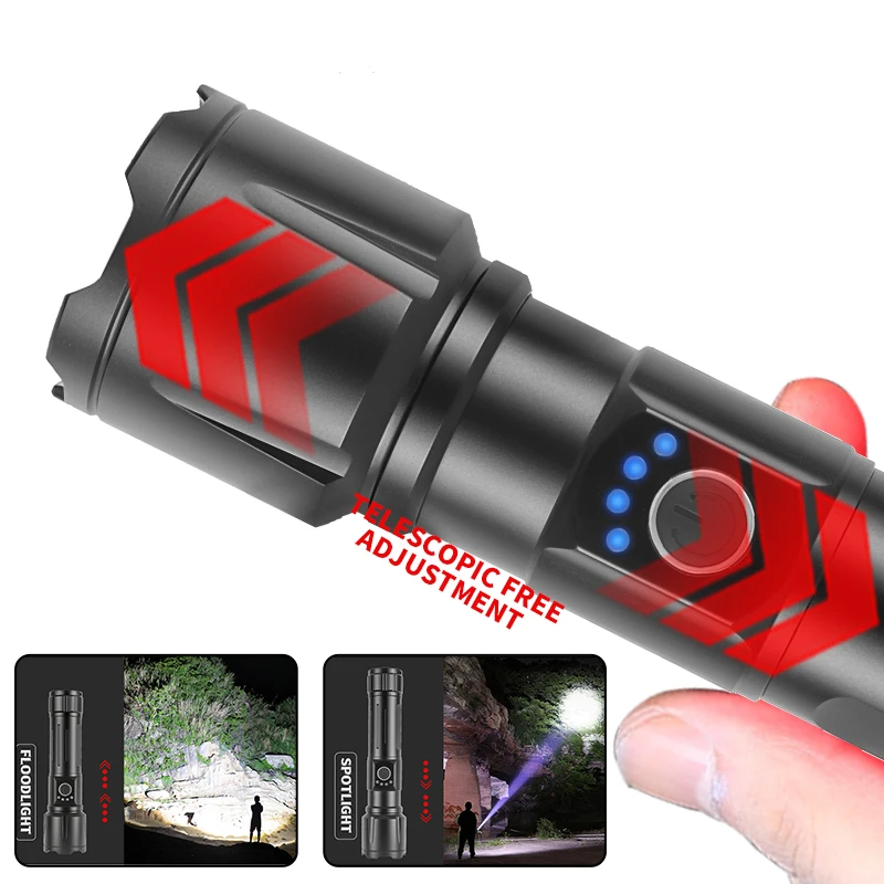 10000000LM Powerful LED Flashlight Super Bright Rechargeable Portable Ultra Power Torch lamp Outdoor Emergency Camping Lantern