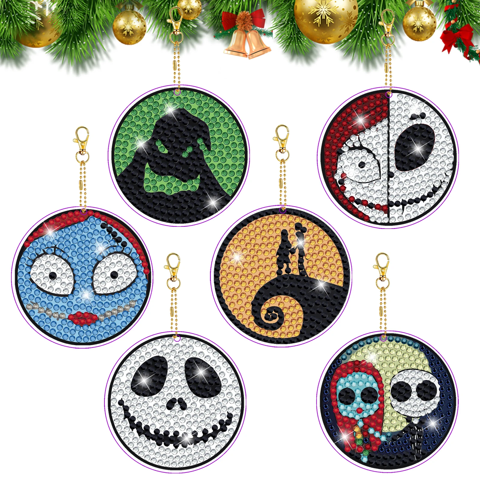 Halloween Series Stick Drill Embroider 5D Double-sided Point drilling Acrylic material Keychains Pendant Handmade Material Packs