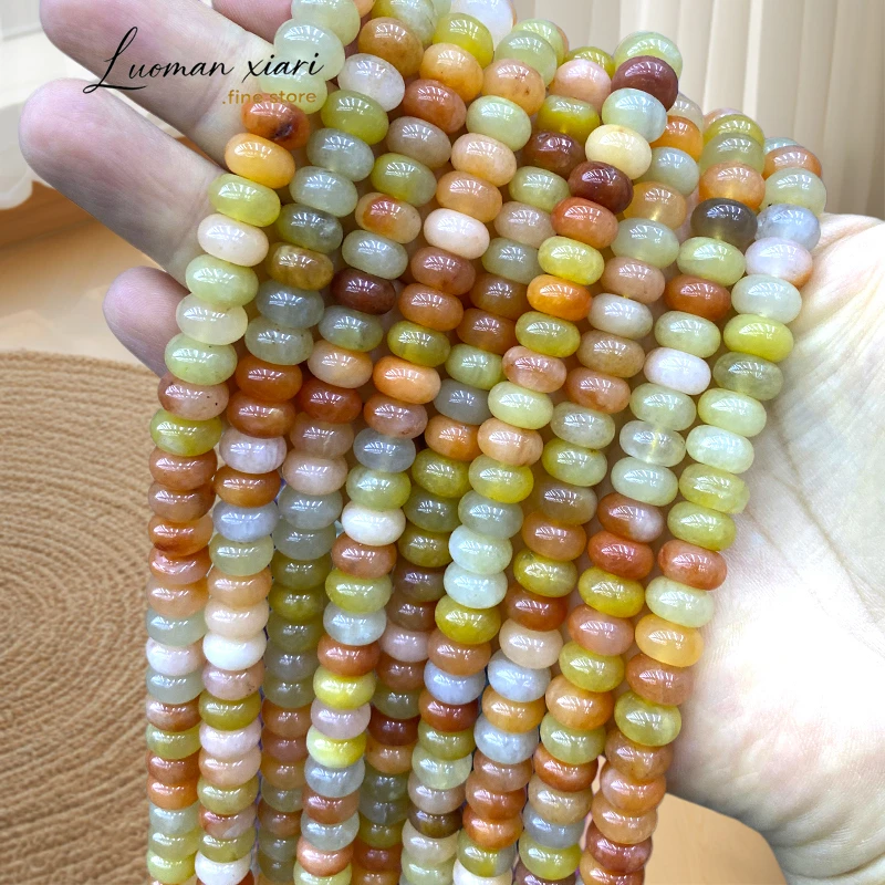 Rondelle 6x10mm Gobi Jade Wheels Natural Stone Loose Spacer Beads for Jewelry Making Diy Bracelet Charms Accessories 15''