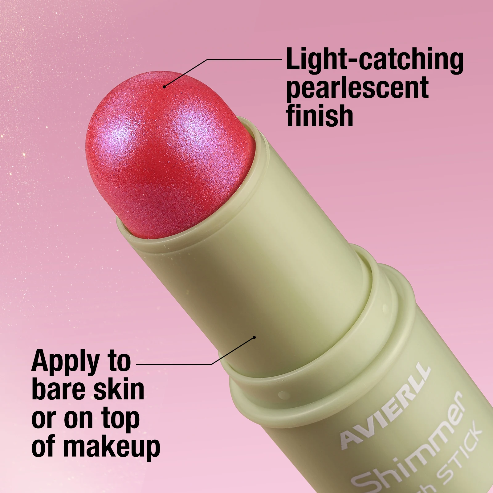 Fine glitter blush stick, moisturizing and silky mermaid pink, long-lasting and waterproof grapefruit orange, apple red, ideal g