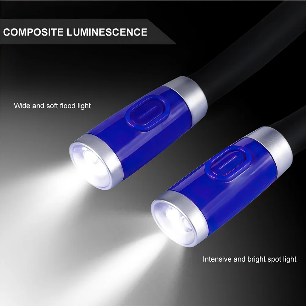 Flexible Neck Reading Light LED Book Light Eye-Protection Hanging Neck Reading Lamp USB Rechargeable 3 Light Color for Study