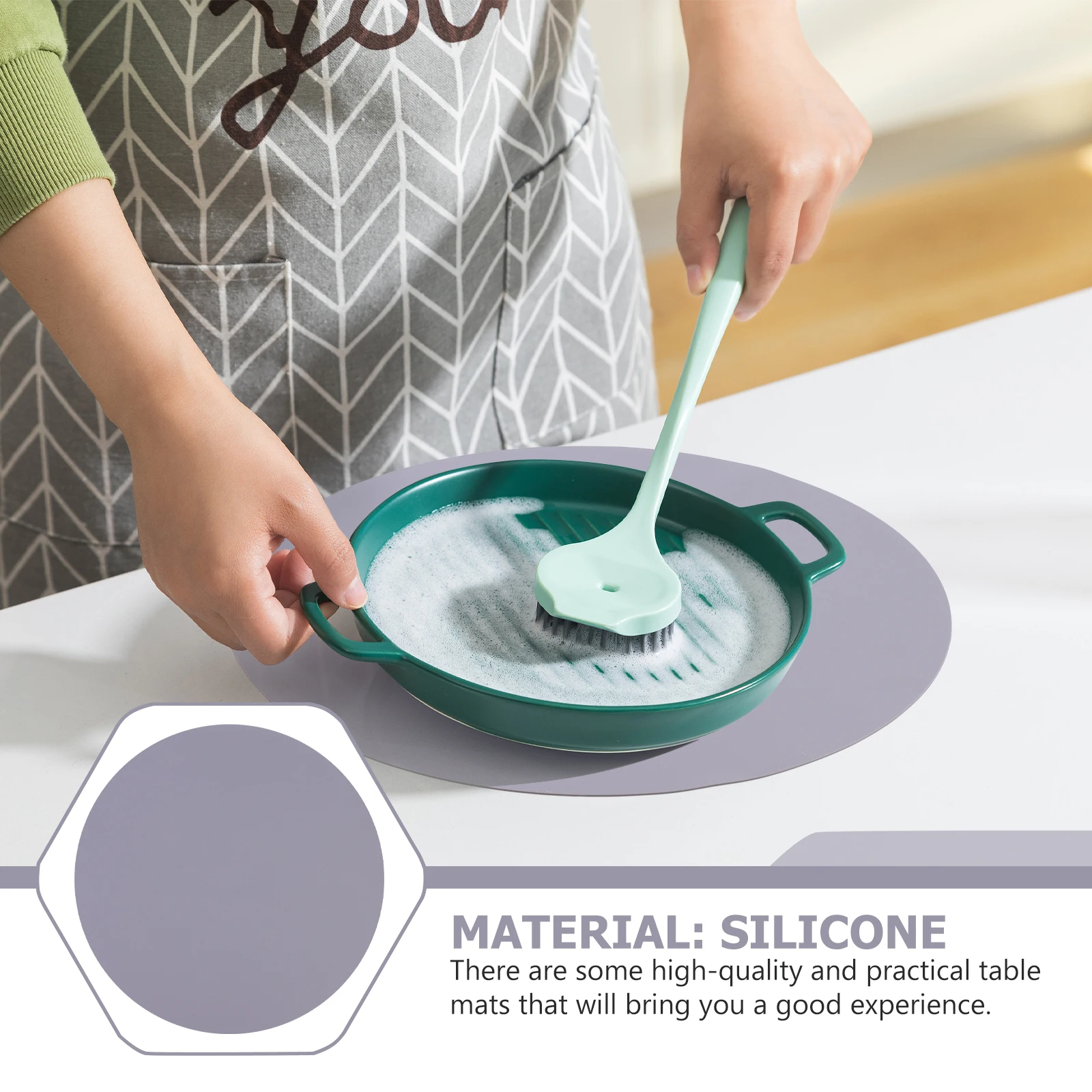 

2 Pcs Silicone Baking Mats Kitchen Table Protection Heat Insulation Pads Microwave Oven Grey Practical Place Mats Durability