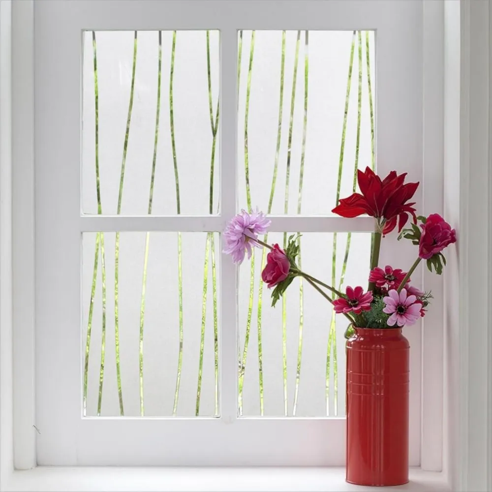 Fenster-Sichtschutzfolie, dekorativ, mattierte Sichtschutzfolie für Fenster, nicht klebend, Wärme-Anti-UV, für Zuhause, Büro, Wohnzimmer