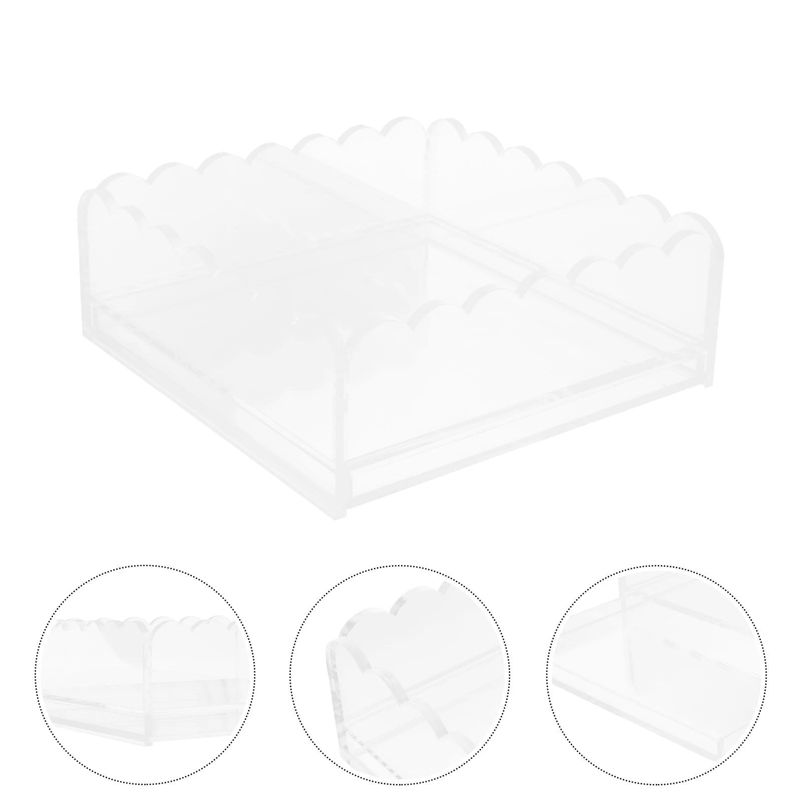 

Acrylic Tray Scalloped Edge With Slide Out Drawer For Photos Needlepoint Art Display Home Office Bathroom Decor Storage