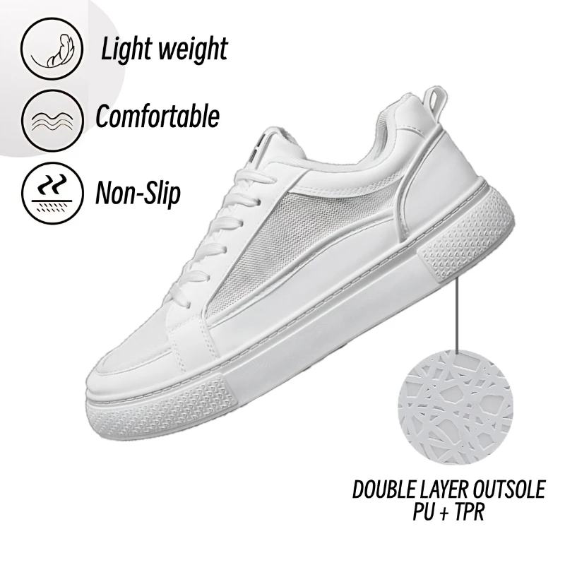 

Men's Size 44 White Sports Shoes Loose Breathable Mesh Casual Walking Fashionable Luxury Designer Mesh Sports Shoes