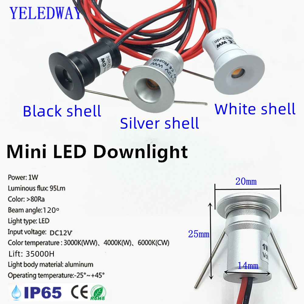 Mini Spot LED Lampade da incasso a soffitto e driver 1W 12V Faretto Illuminazione interna Piccolo downlight Trailer Camper Luci per barche