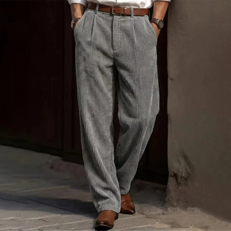 

Men's Casual Loose Corduroy High-end Straight Business Trousers Trousers