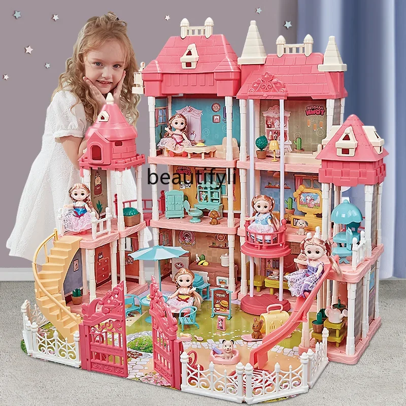 

Children's toys play house little girl 5 princess villa castle girl doll house