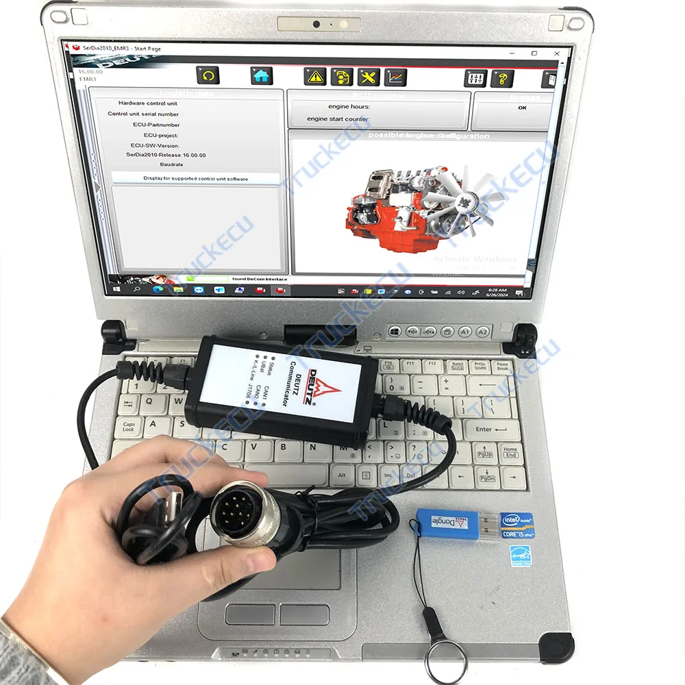 

Truck diagnostic programming tool for Deutz controllers Deutz DeCOM SERDIA4.0 diagnostic kit with key dongle+C2 laptop full set