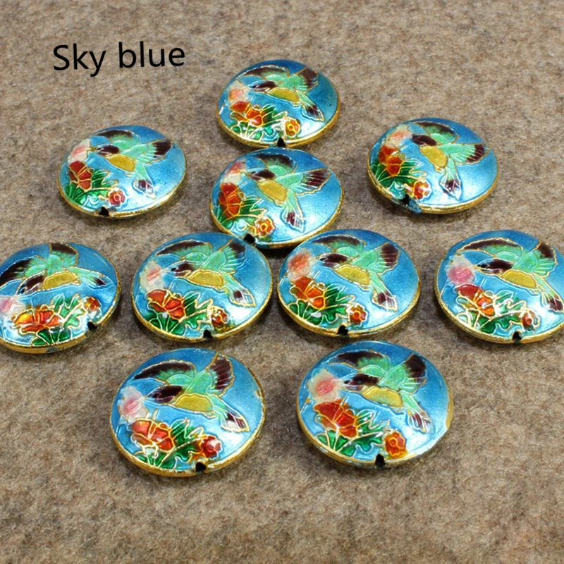 Handwork Cloisonne Filigree Round Flower Birds Beads Fashion Enamel Accessories DIY Necklace Earrings Bracelets Jewelry Making