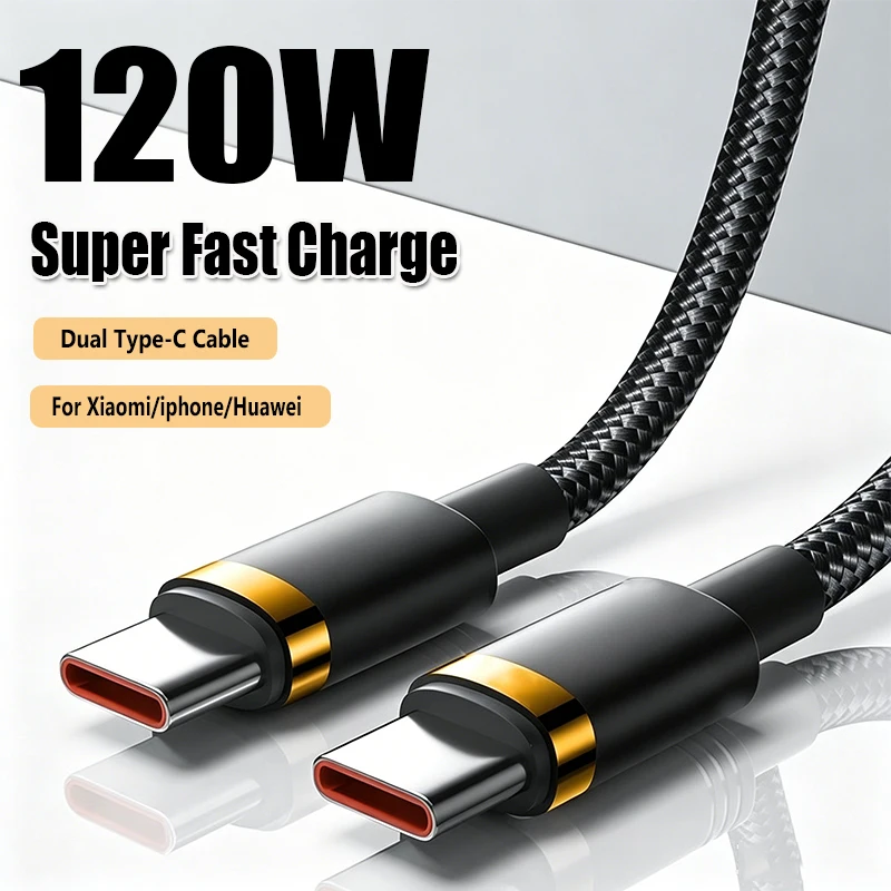 120W Schnellladekabel PD Quick Charging Hochwertiges USB-C-auf-USB-Typ-C-Kabel für iPhone Xiaomi 17 Plus Pro Max Samsung S24