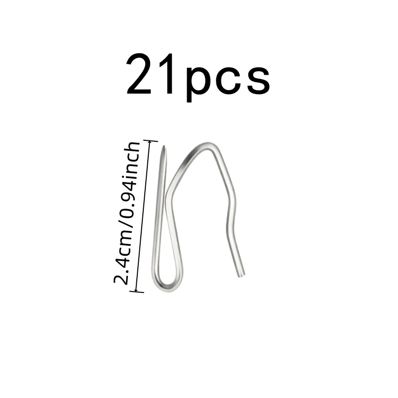 21 pcs 2.4cm Stainless Steel Curtain Hooks, Sharp Pointed Tip and S-Curve Shape Design, ideal for Bathroom Shower Hook