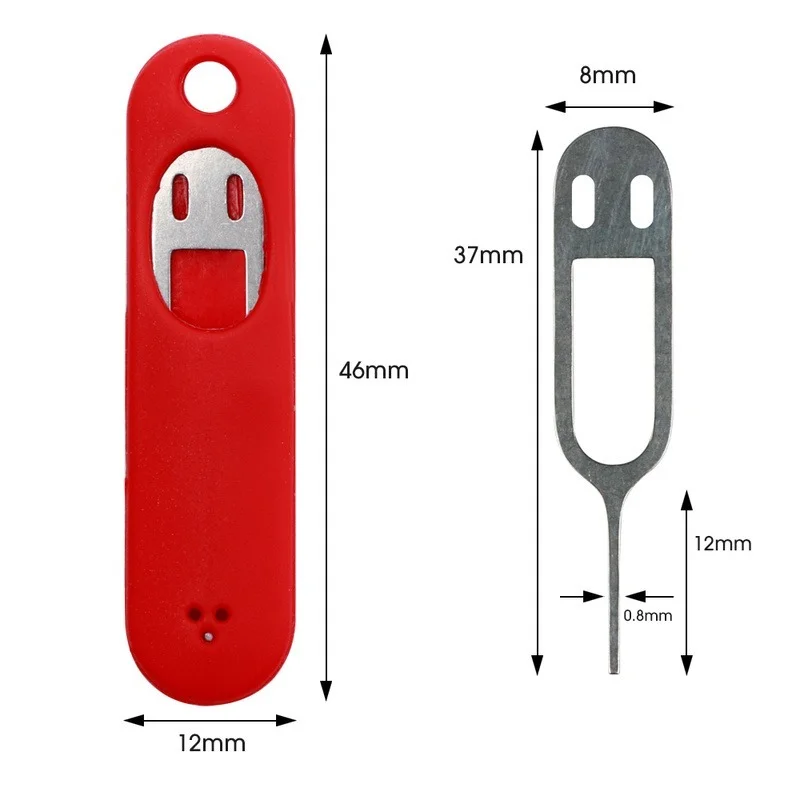 Anti-Lost Sim Card Pin Needle com Armazenamento Caso Ferramenta Chave, Universal Telefone SIM Card Ejetando Pin Keyring para Xiaomi e Samsung