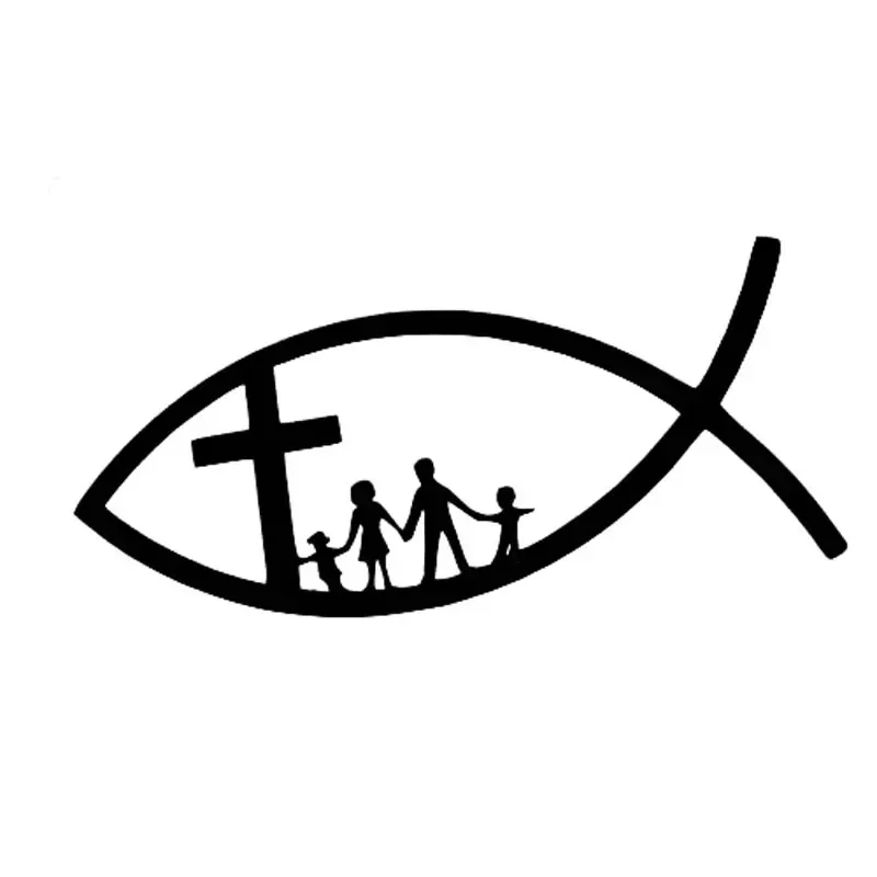 

Personality Fun Christian Fish Jesus Family Cross Church Vinyl Car Sticker Sunscreen Waterproof, 10cm