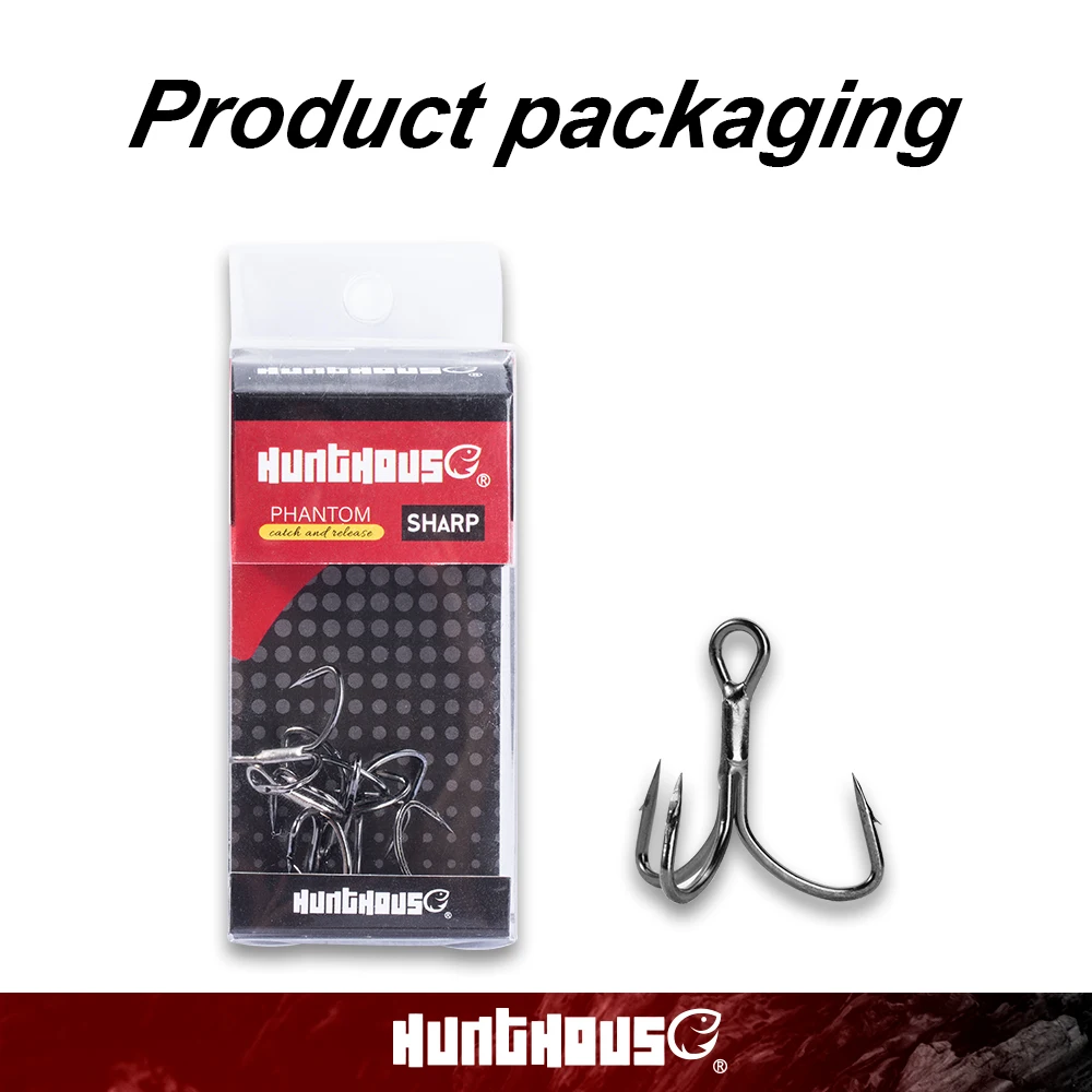 Hunthouse 5-8pcs/lot fishing hooks 1/0 2# 4# 6# tremble Hook high carbon steel sharp hooks fishing tackle equipments