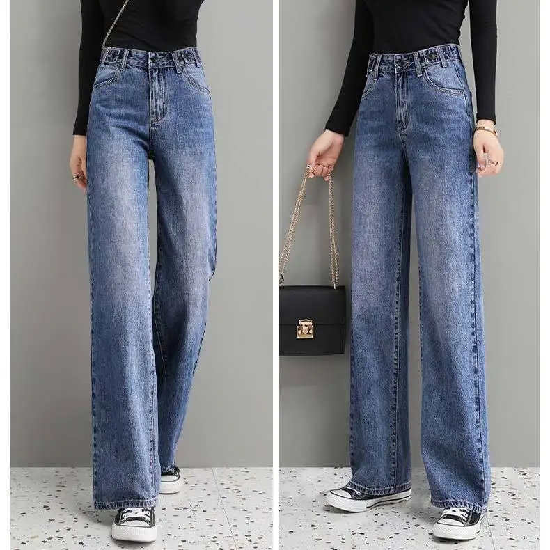 

High Waist Vintage Straight Jeans Baggy Jeans Pants Streetwear Korean Style Fashion Wide Leg Denim Full-length Trouser L152