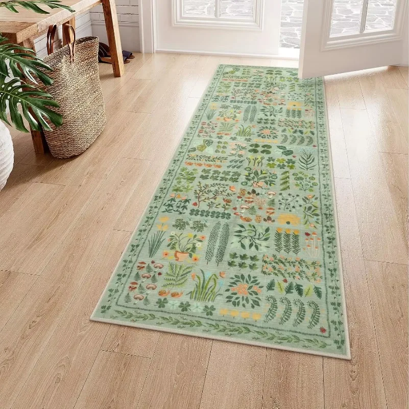Spring-Like Faux Cashmere Washable Back Carpet, Corridor and Kitchen Door Mat, Anti-Slip Washable Home Decoration
