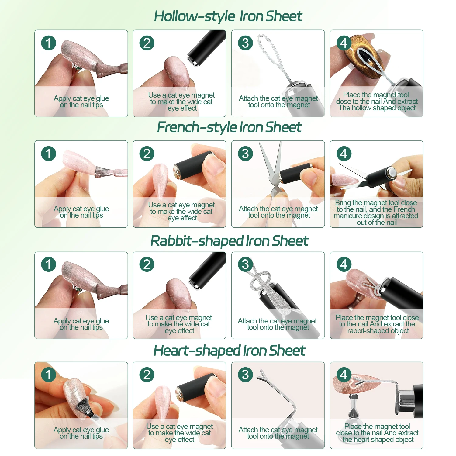 Nailpop-Kit magnético de ojo de gato, plata, DIY, francés, ancho, corazón de conejo, salón de manicura, esmalte de Gel profesional, herramientas para uñas tipo ojo de gato, 1 Juego