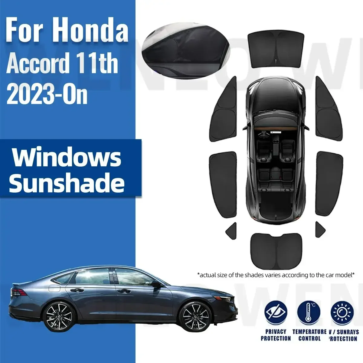 For Honda Accord 11th 2023 2024  Full Cover Side Window Sun Shade Visor Car Sunshade Front Rear Windshield Frame Curtains Shield