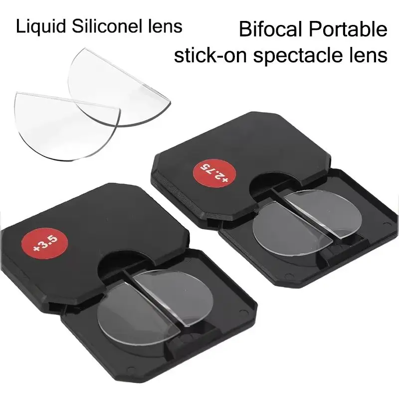 2026 Liquid Silicone Bifocal Reading Glasses Lens Stick-on Lenses Unisex Portable Reusable Compact Lenses +1.25 To +3.0