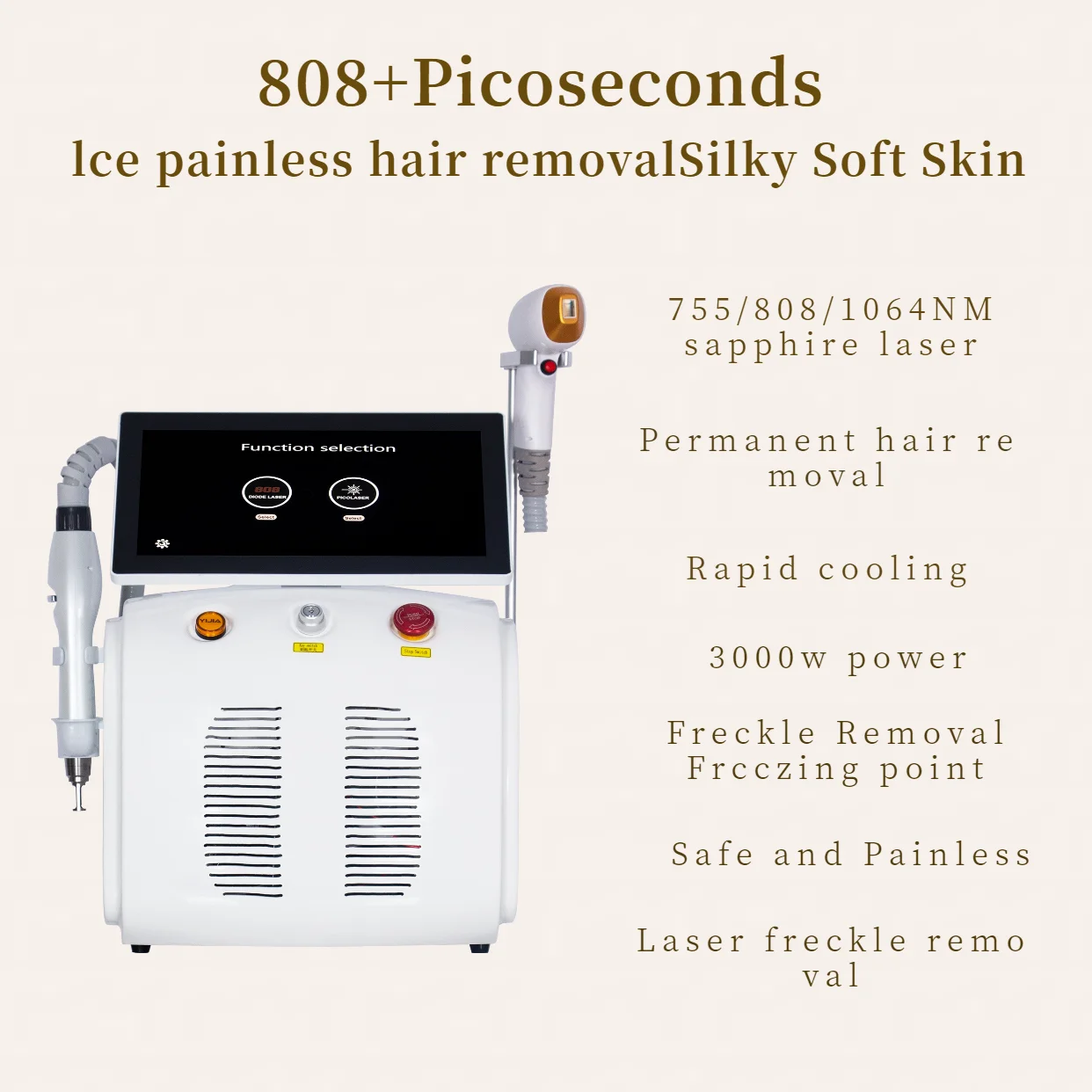 

2024 808 Diode Laser 2in1 Pico Laser Best Tattoo Removal and Hair Removal Machine Pico+1064/808/755nm