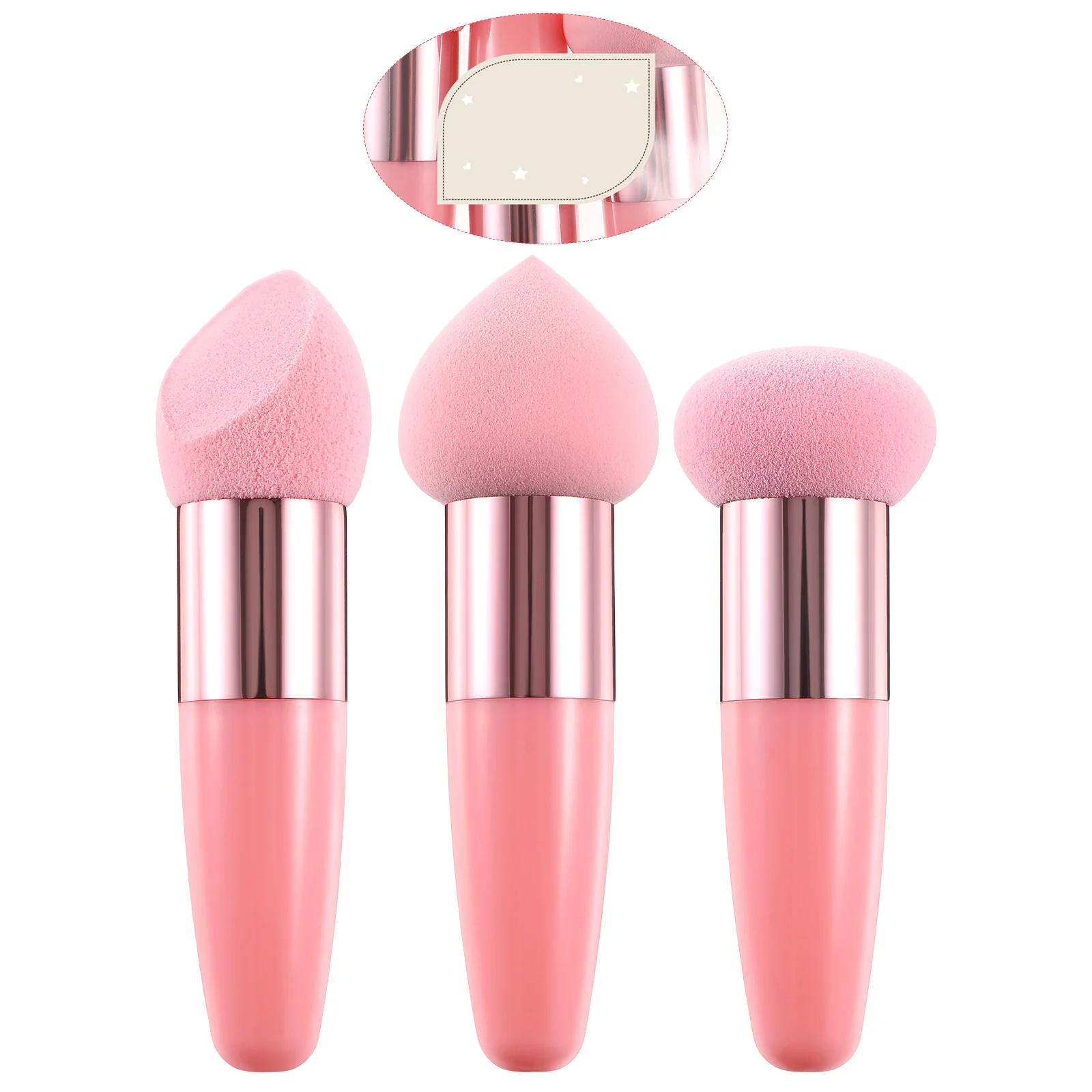 3 個のメイクアップスポンジハンドルセットファンデーションブレンダースポンジコンシーラーフェイスパウダー化粧品美容ツールメイクアップスポンジ