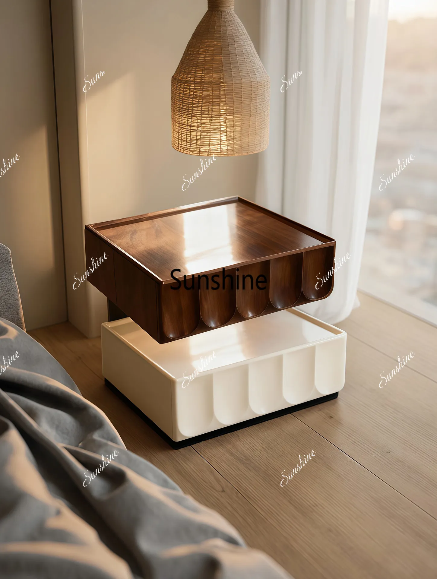 Medieval style light luxury high-end home bedroom suspended bedside cabinet