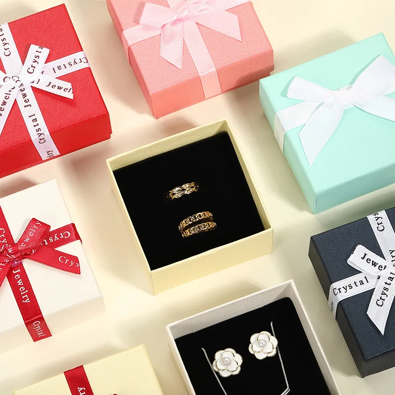 Fashion Ribbon Jewelry Box Multi Colors Ring Storage Box Earring Storage Packaging Container Small Jewelry Box Display