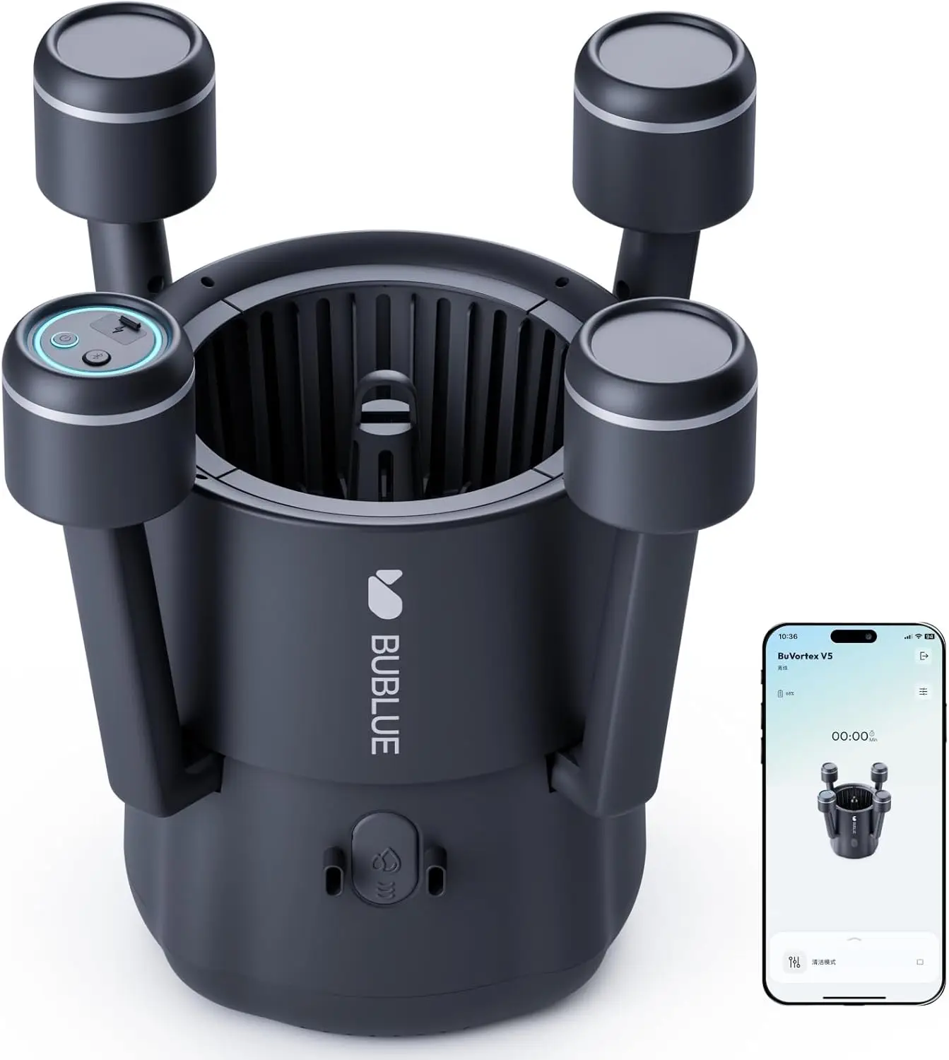 

BuVortex V5 Pool Skimmer Robot App Control 5L Filter AI Navigation Surface Cleaner Inground Above Ground Pools Dark Gray