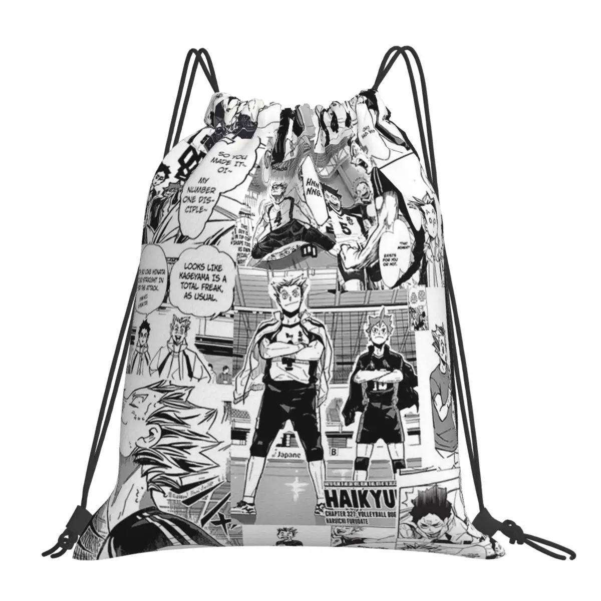 Bokuto Manga Collage Backpacks Multi-function Drawstring Bags Drawstring Bundle Pocket Sports Bag Book Bags For Man Woman School