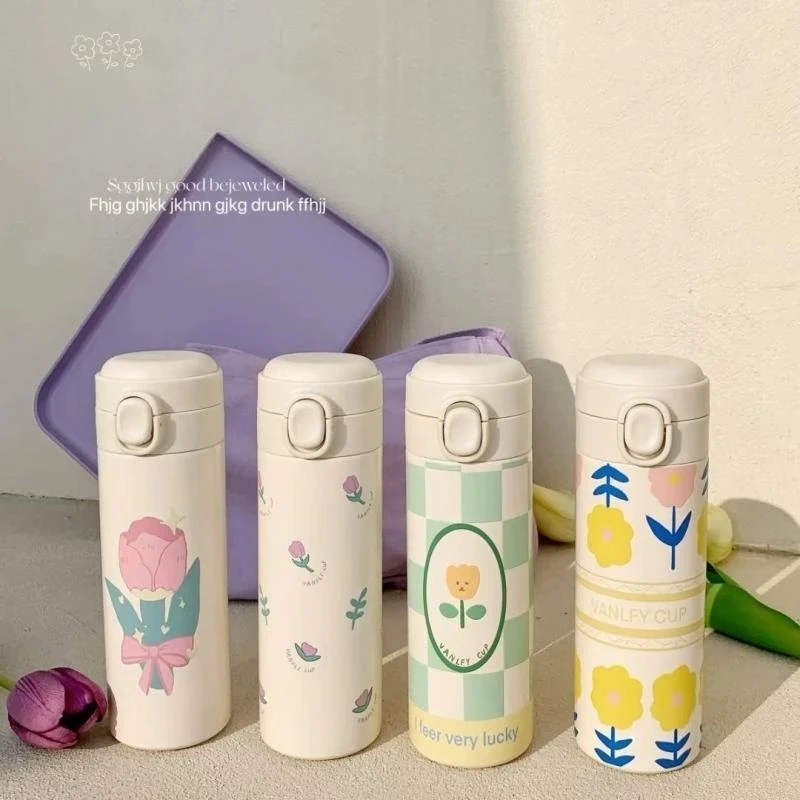 

420ML Stainless Steel Thermal Cup Bouncing Cover Coffee Mug Milk Tea Cup Insulated Flask Water Tumbler for Outdoor Sport Travel