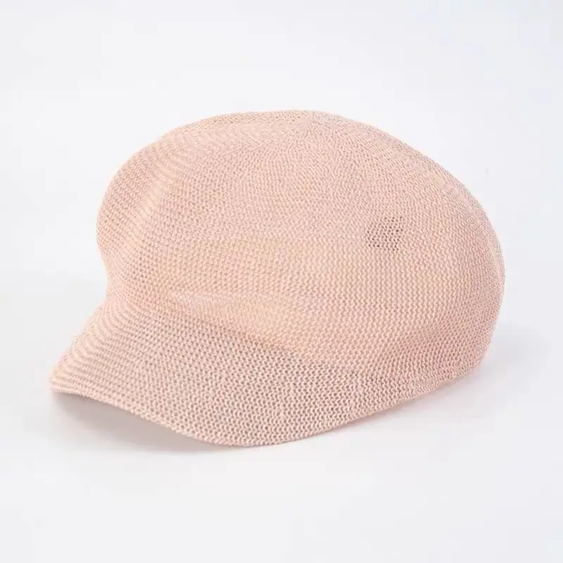 Octagonal Cap Straw Women Summer Thin Newsboy Cap Painter Adjustable Rope Knitted Beret Mesh Breathable Boinas Para Mujer