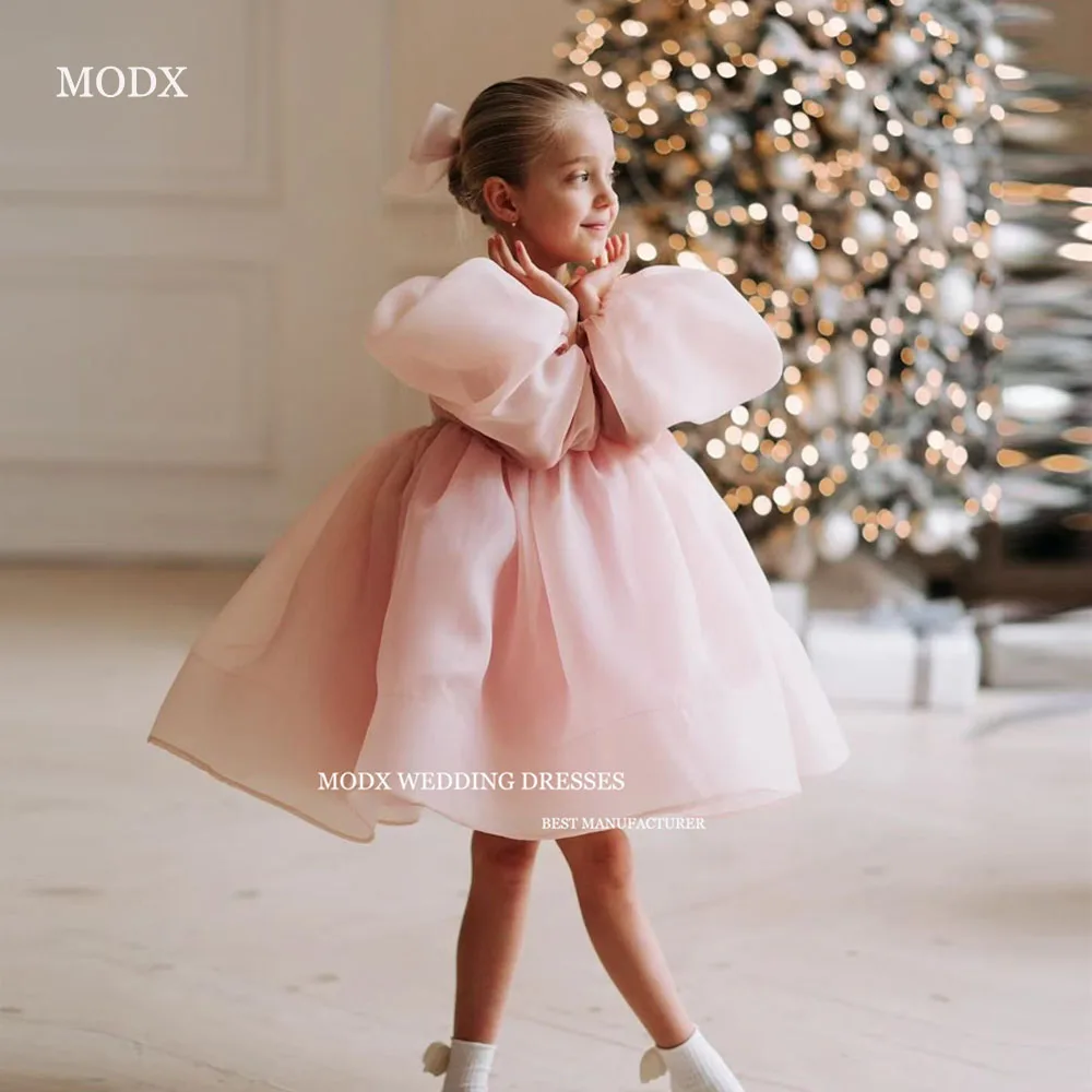 

MODX Pink lovely Short Prom Party Dresses Little Girls Birthday Gowns Pageant Formal Evening Dress Customized 1-15 Yearls Old