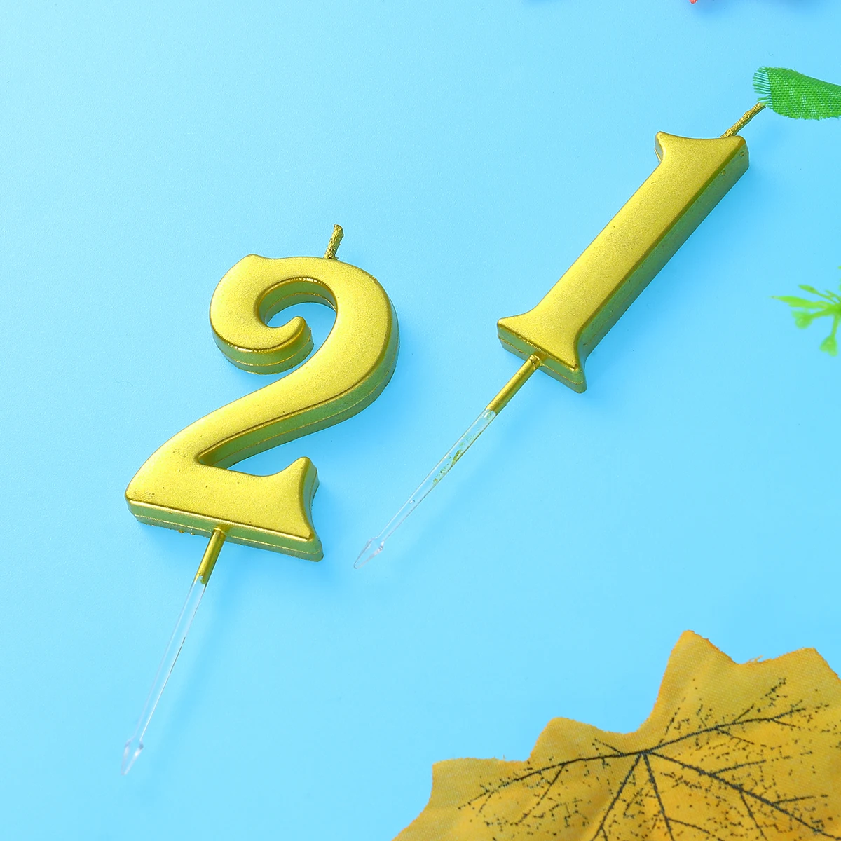 

21 St Birthday Cake Candles Celebration Party Golden Number for Cakes Bright Theme