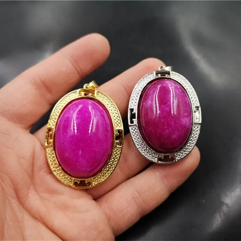 Vacuum Plating Inlaid Sugilite-Shaped Large Oval Pendant