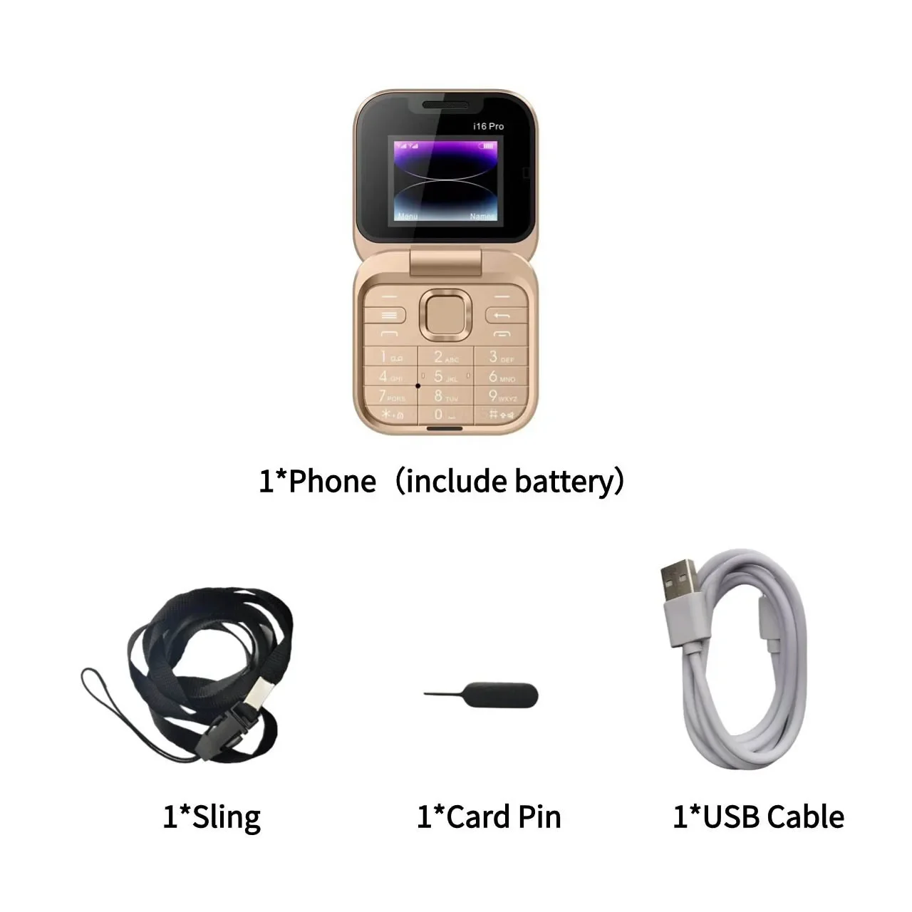 I16 Pro Mini Fold Telefono cellulare Quadrante di velocità Torcia Blacklist Registrazione di chiamate 2 SIM Pieghevole Flip Small Box Telefoni telefono giocattolo