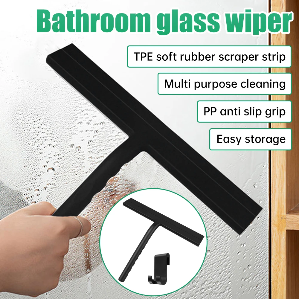 

Shower Squeegee Glass Wiper Scraper Floor Window Cleaner with Silicone Holder Bathroom Mirror Scraper Glass Cleaning Tool