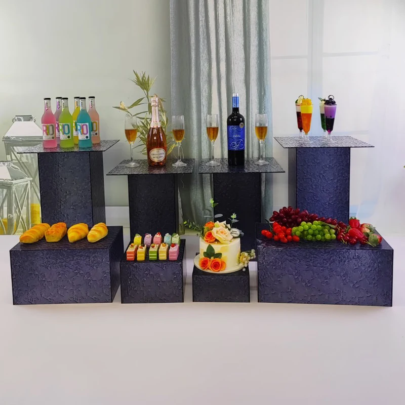 12pcs Acrylic Stone Display Table Wedding Banquet Tea Break Dessert Transparent Display Stand Dessert Buffet Table Customization