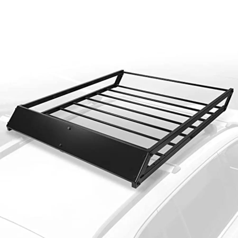 

Universal 43 x 35.5 Inches Roof Rack Top Mount Cargo Carrier Basket with Wind Fairing Stamped Steel Black Powdercoated
