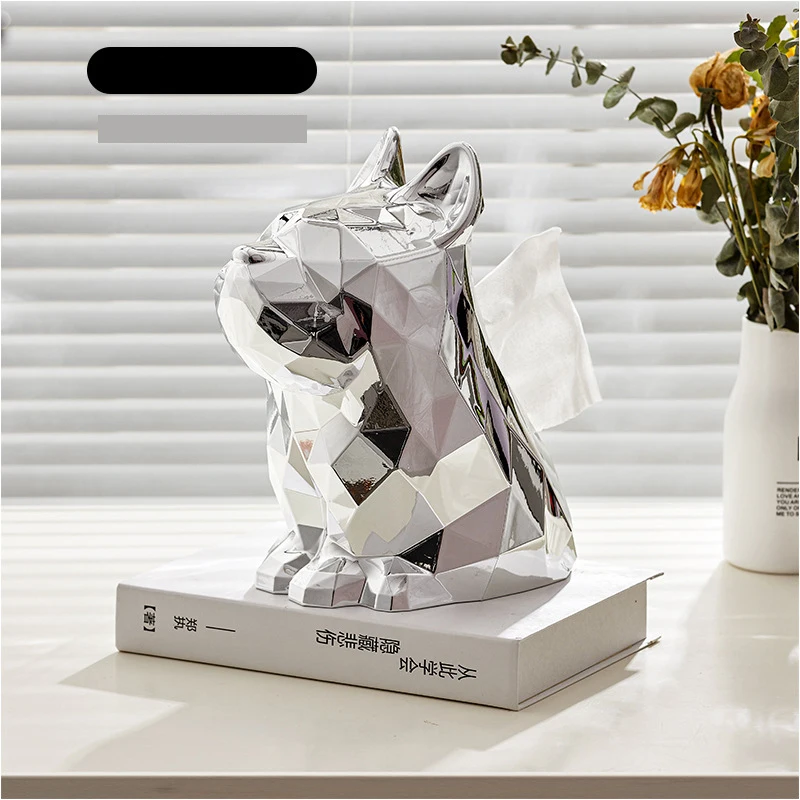 

French fighting dog tissue box Face towel Face towel storage coffee table living room creative light luxury pumping paper box