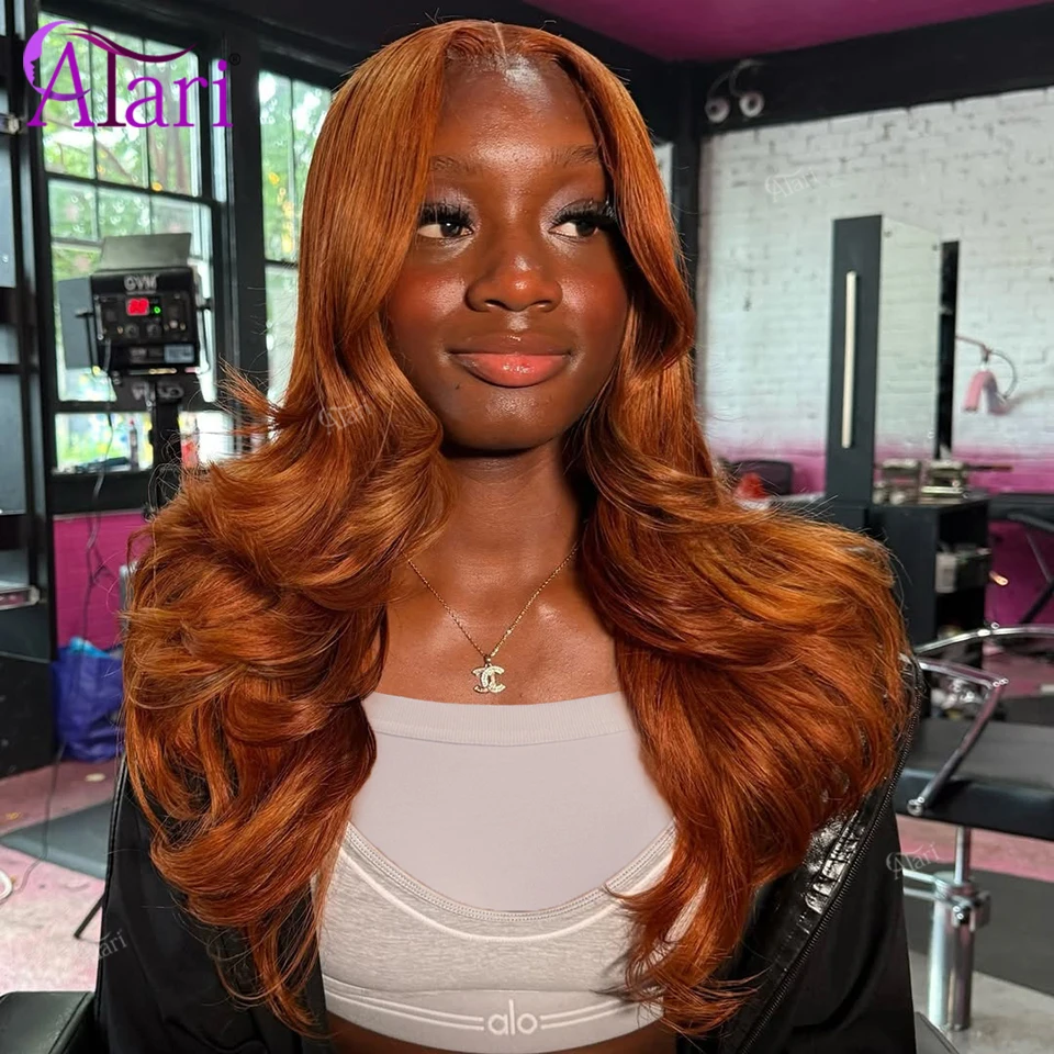 

Темный рыжий с челкой 13x4 Кружевные фронтальные объемные волны Парики из человеческих волос Рыжий оранжевый 13x6 Кружевной фронтальный бразильский парик Предварительно выщипанный