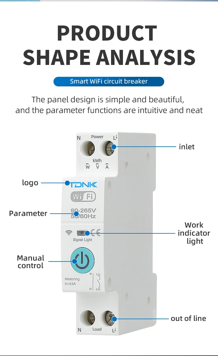 TUYA WiFi MCB 1A-63A Smart Circuit Breaker Überstrom Unter Spannung Schutz Power Metering Drahtlose Fernbedienung Schalter – Detail 14