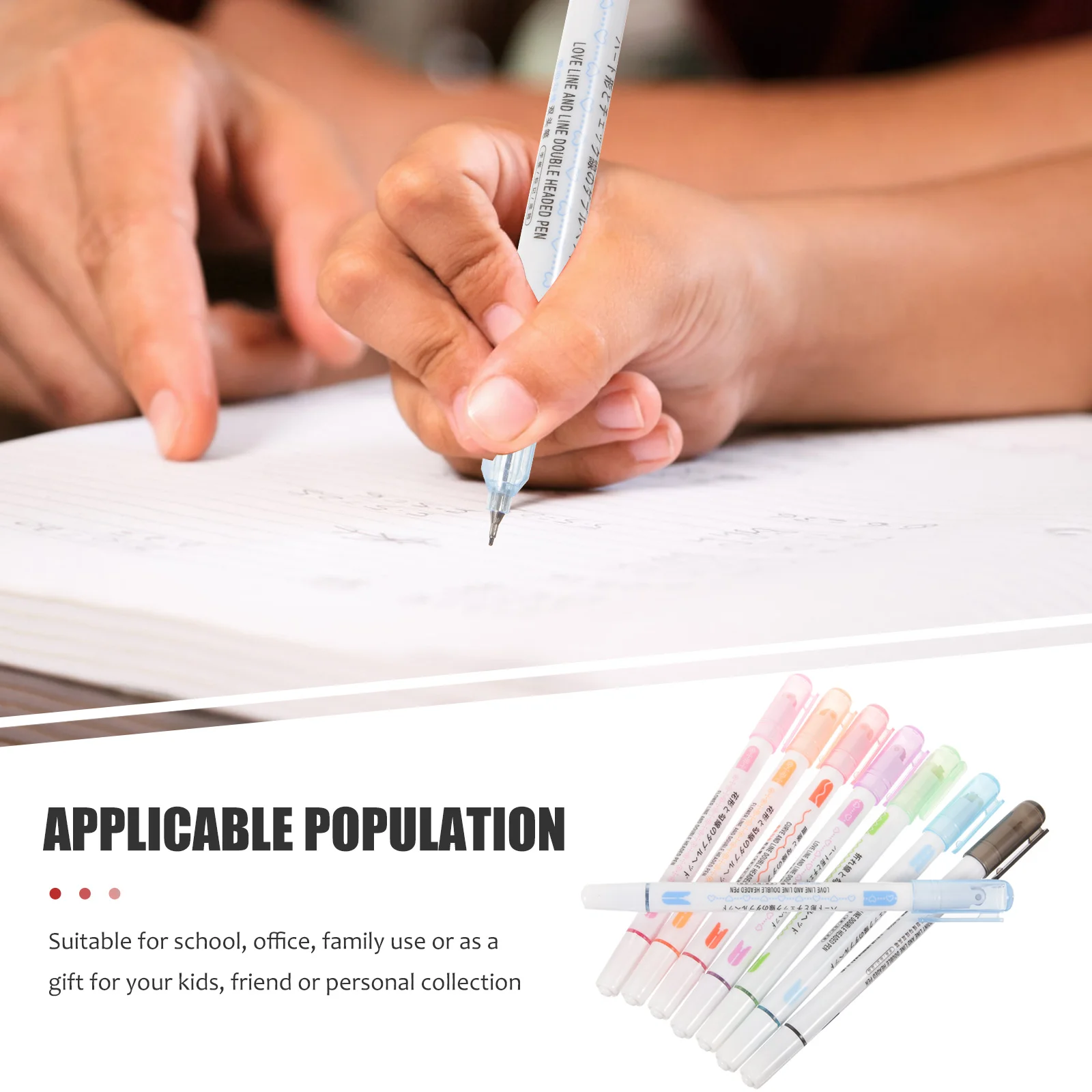 

8 Pcs Handbook Double Curved Pen Student Scrapbook Tip Plastic Highlight Marker