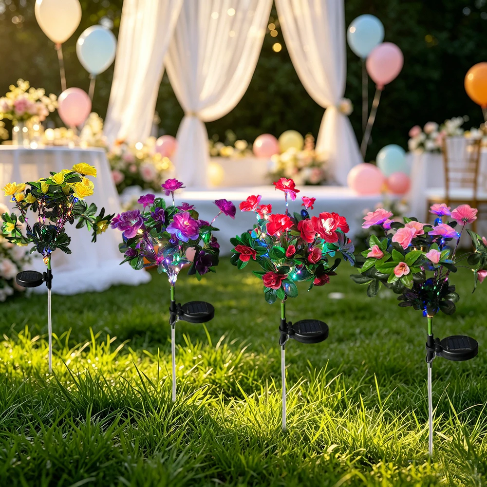 1pc Solar Simulation Azalea Flower Lawn Lights, Outdoor Courtyard Decoration LED Lights for Home Garden Yard Pathway Lawn Decor