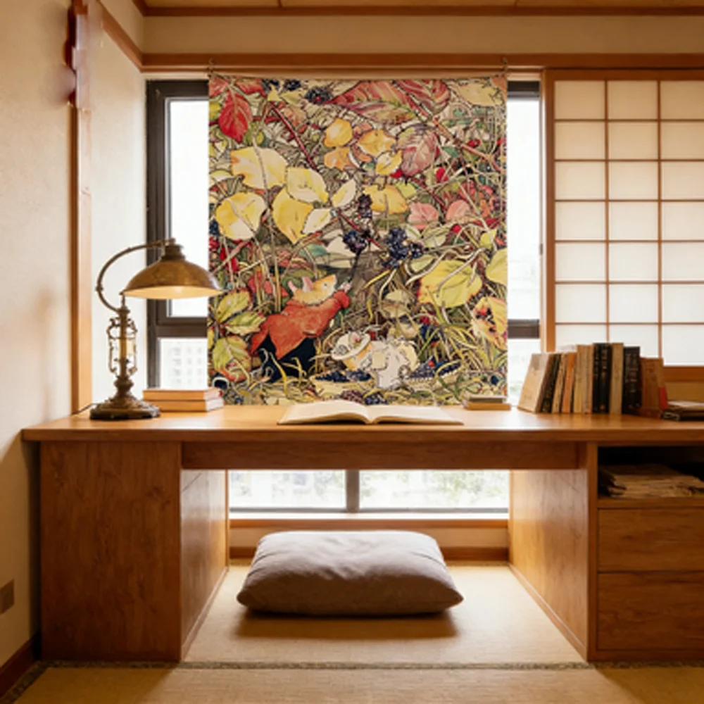 Brambly Hedge Cartoon Fairy Tale Wall Tapestry Cute Decorative Hanging Cloth for Dormitory And Bedroom