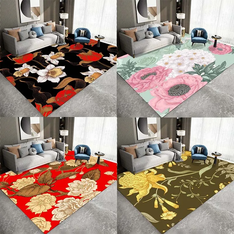 Flower Print Bedroom Floor Mats Decoration Home Living Room Floor Mats