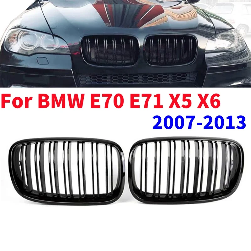 

Left & Right Car Front Kidney Mesh Grille with Base for BMW E70 E71 X5 X6 2007-2014 Bumper Grill