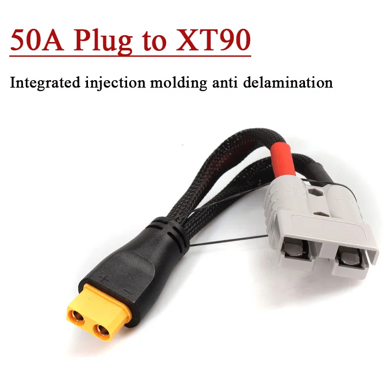 XT90 to 50A Connector Adapter XT90 Male/Female With 50A Plug 6 Sq Copper Electric Vehicle Power Cord Sleeve Network Tube 20cm