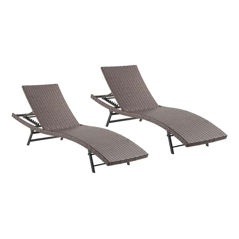 

Set of 2 Outdoor Woven Chaise Lounges